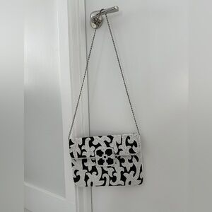 Beautiful Black and White Beaded Evening Bag Shoulder or Clutch PRICED TO SELL